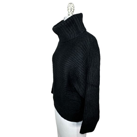 Leith Ribbed Turtle Neck Drop Shoulder Sweater Black Women Small NWT Boxy - Picture 4 of 8